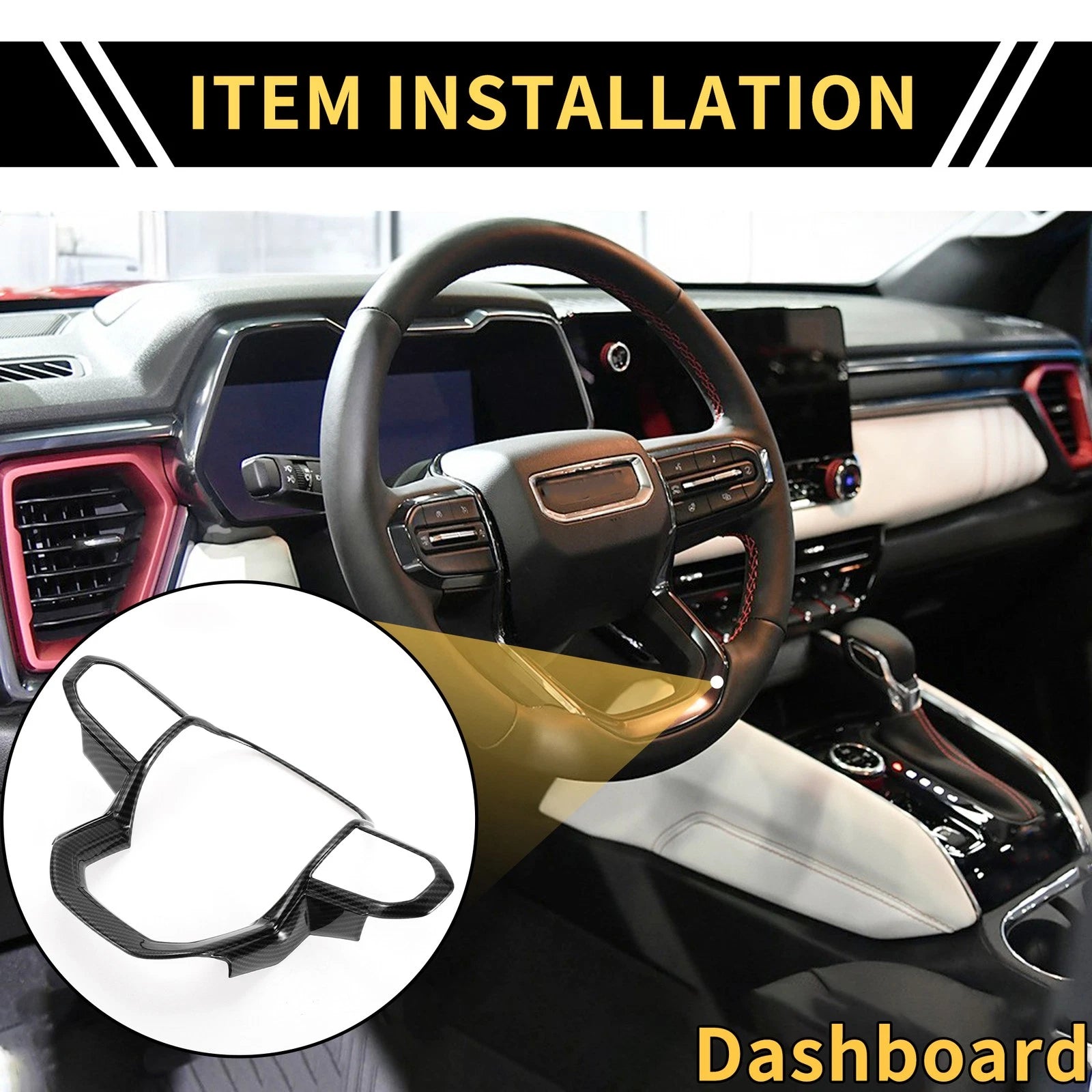 Steering Wheel Cover Trim for Chevy Colorado (2023–2024) Carbon Fiber