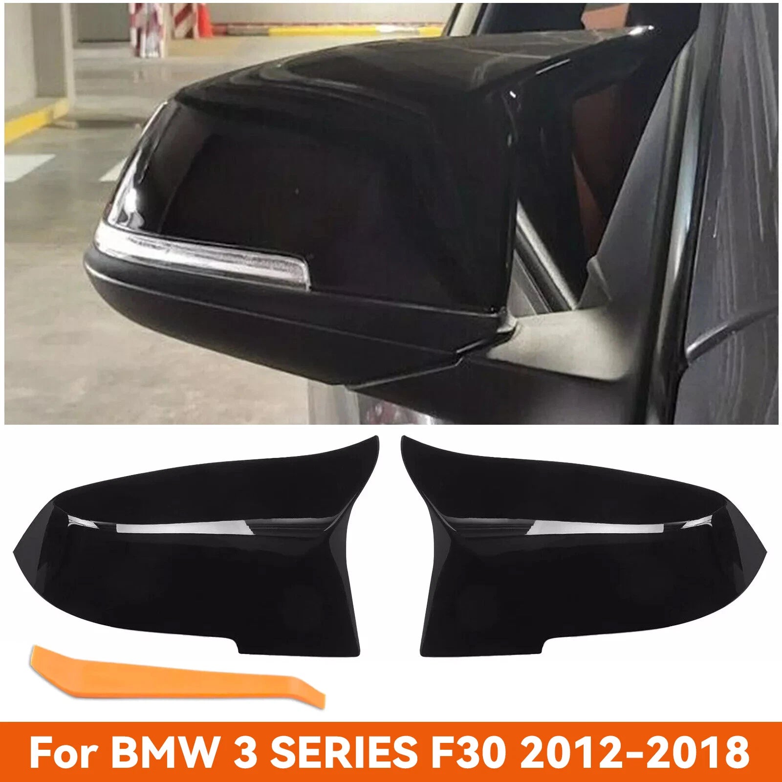 2X Gloss Black Side Mirror Cover Cap for BMW F20 F21 F30 F32 F36 (2012–2019)