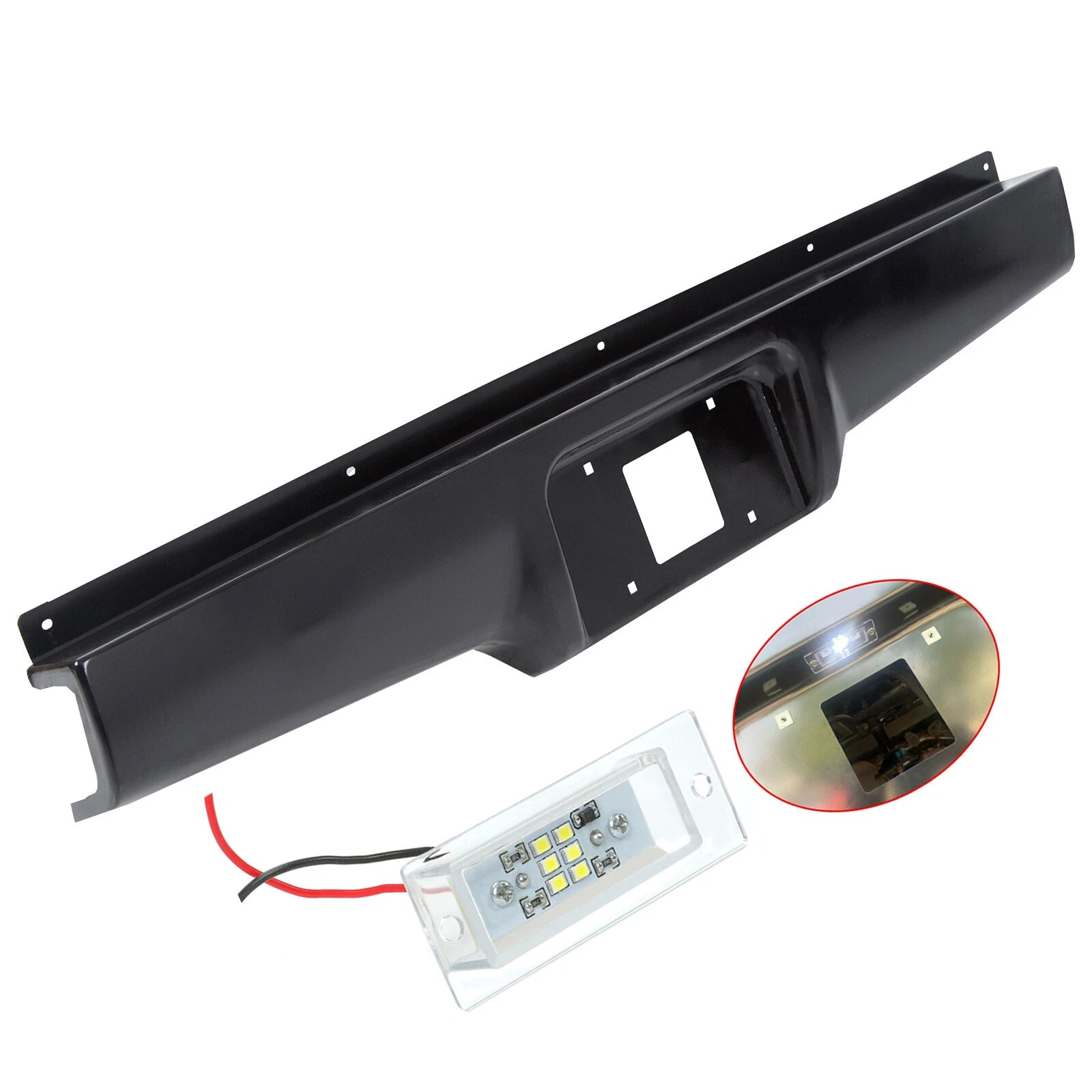 Rear Bumper Roll Pan + License Plate Light for S10 S15 Sonoma (1982–1993)