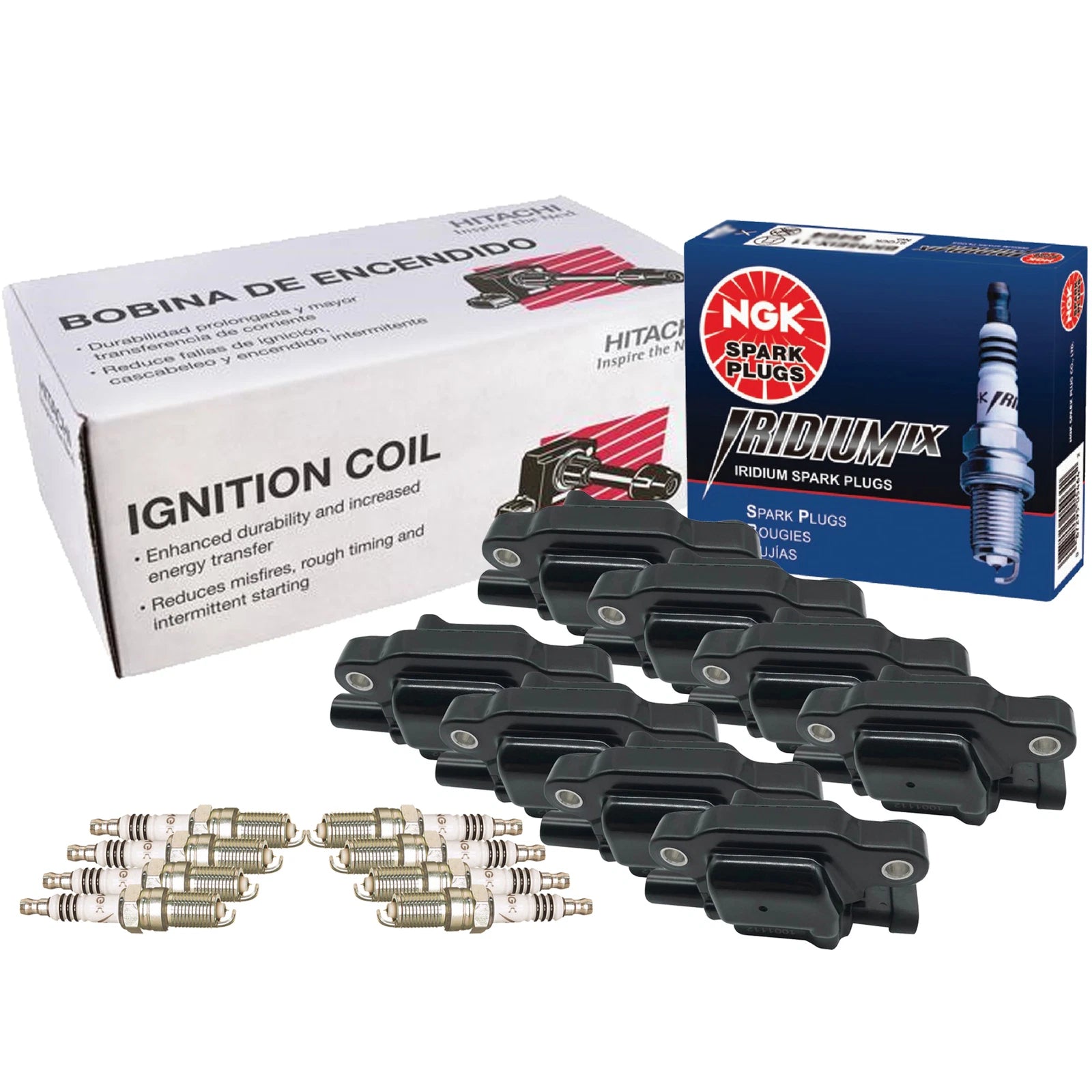 Set of 8 Ignition Coils & NGK IridiumIX Spark Plugs for Buick Cadillac Chevy