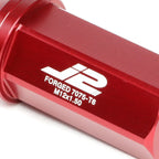 Set of 20 J2 7075 Forged Aluminum M12x1.5 Close-End Lug Nuts with Adapter Red