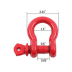 2 Pcs 1/2 Inch Red Bow D Ring Shackles with Screw Pin 2 Ton Capacity