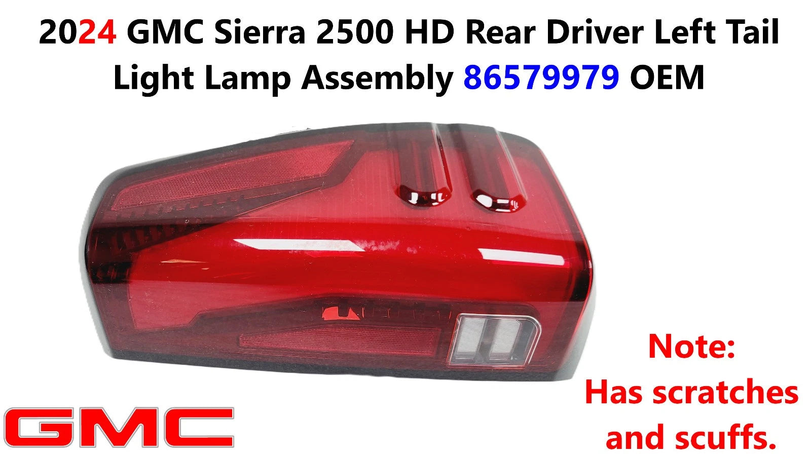 Rear Driver Left Tail Light Lamp Assembly for GMC Sierra 2500 HD (2024–2025) 86579979