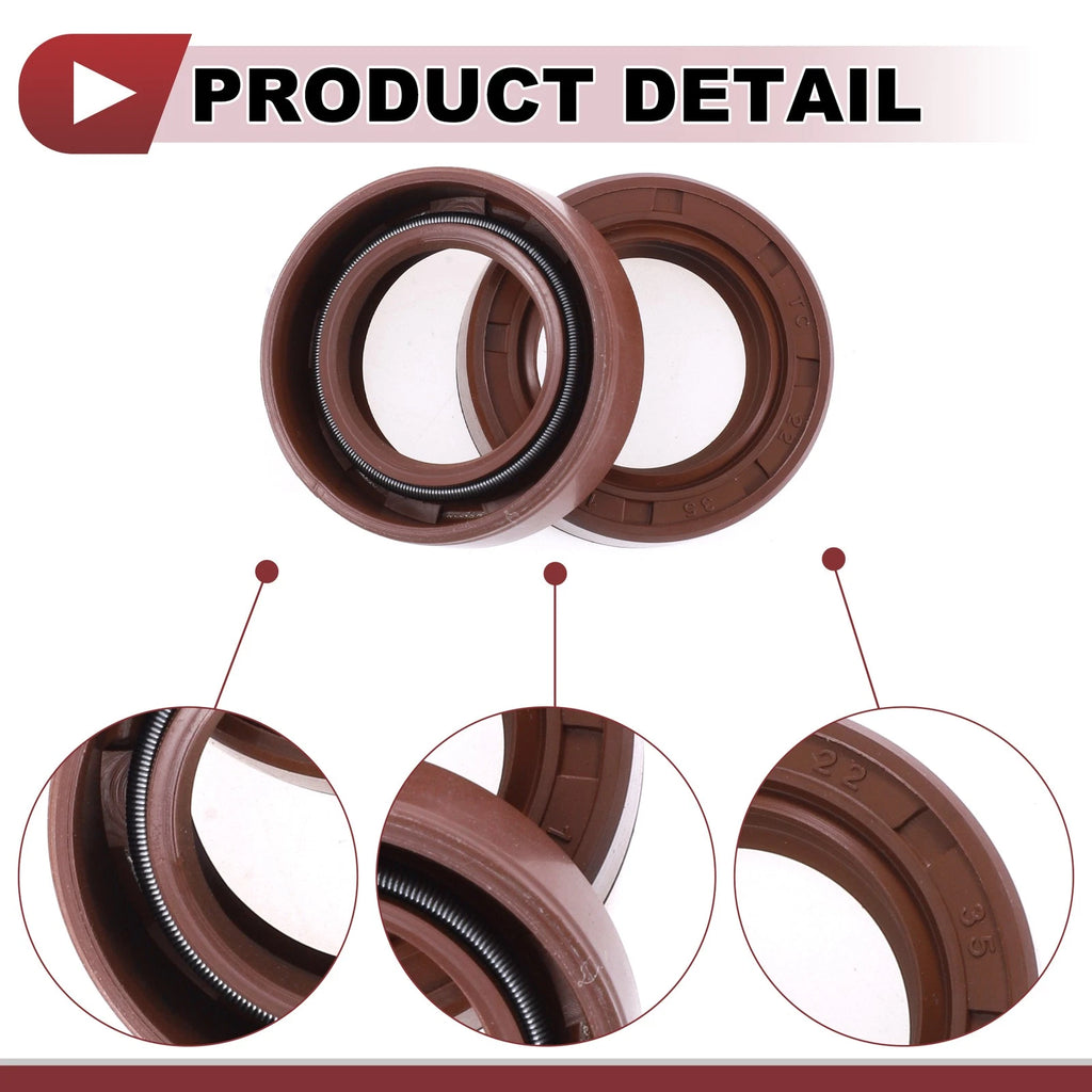 2X Oil Seal Rotary Shaft Seal FKM Rubber 22x35x10mm for Various Models