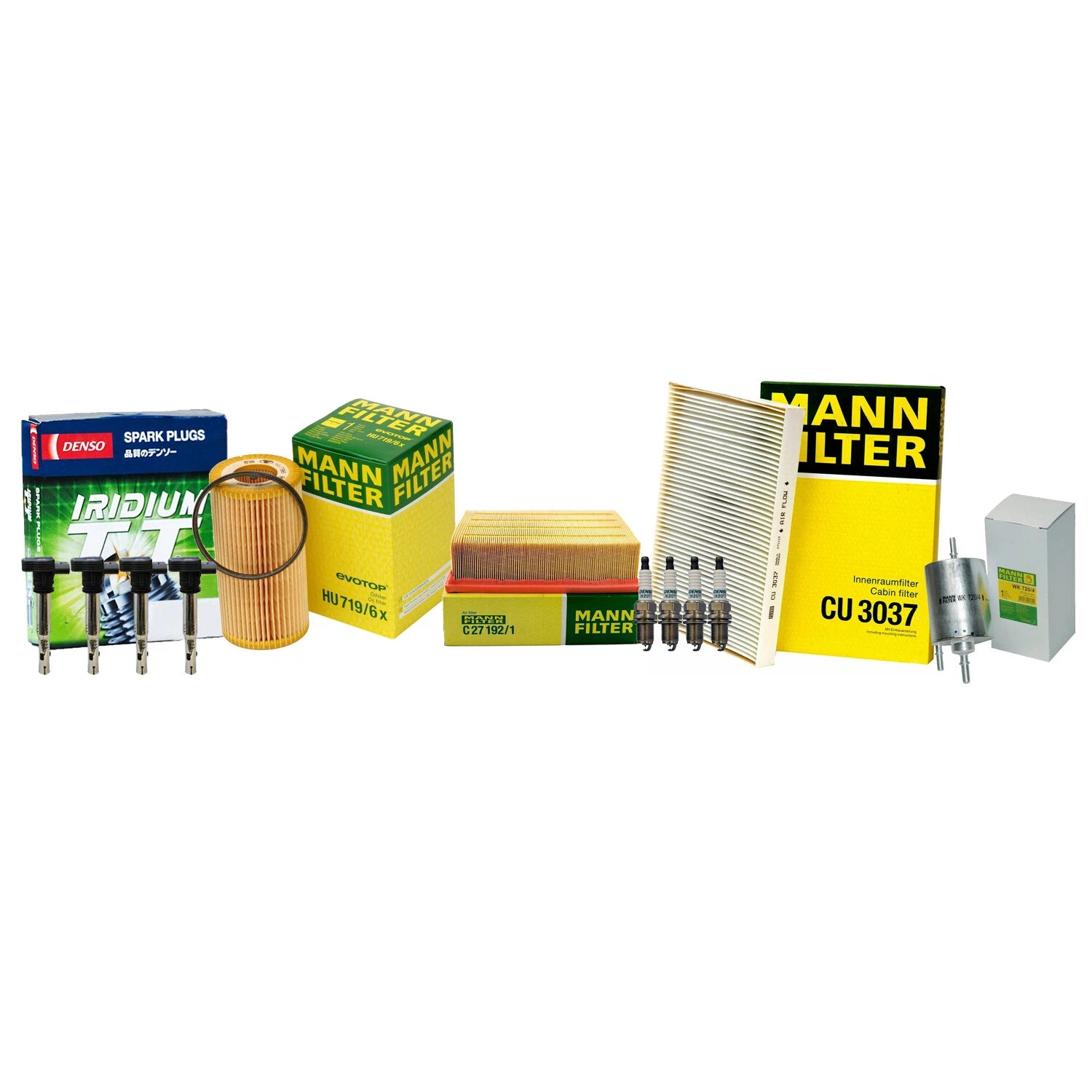 Set of 4 Mann Filters & 4 Denso Iridium TT Spark Plugs for Audi A4