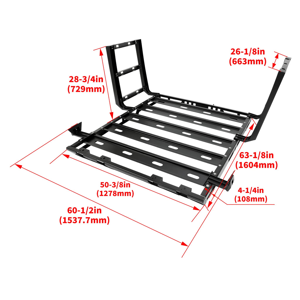 Roof Rack Luggage Carrier Basket for Jeep Wrangler JK (2007–2018) + 2 Side Ladders