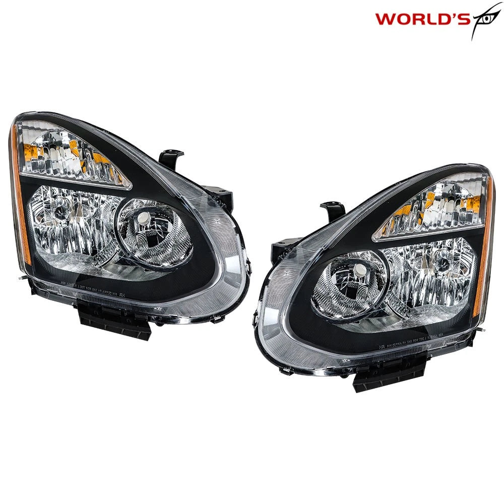Headlight for Nissan Rogue (2008–2015) Black Housing Halogen RH+LH