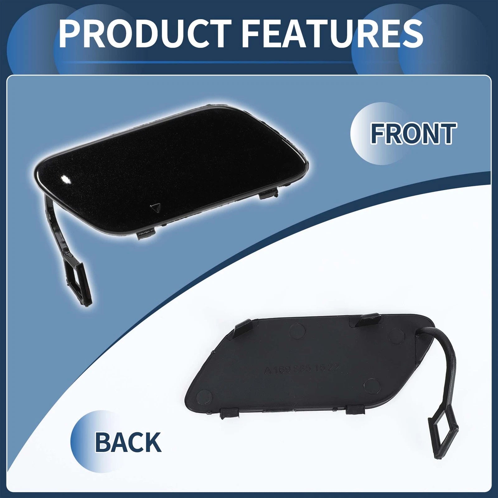 Front Bumper Tow Hook Cap for Mercedes-Benz B-Class (2005–2012) No.A1698851522 Cosmos Black
