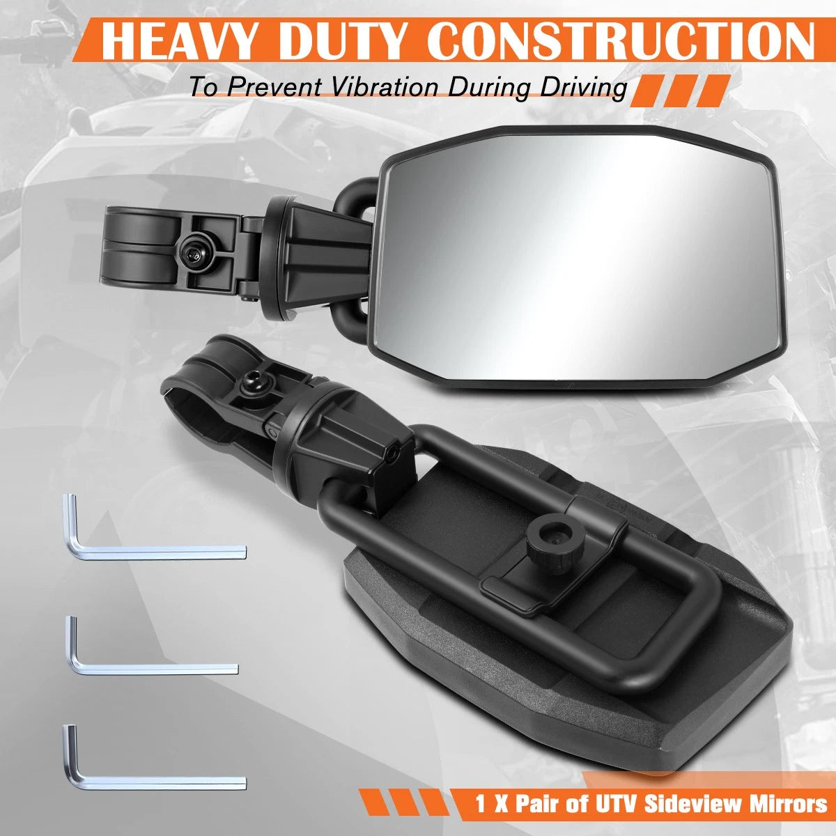 Universal UTV Side View Mirrors with Clamp for Roll Cage