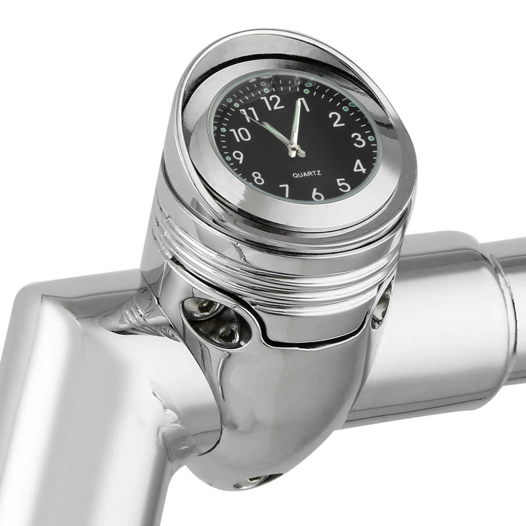 Chrome Handlebar Mount Clock for Harley Motorcycle (Fits 1 1/4")