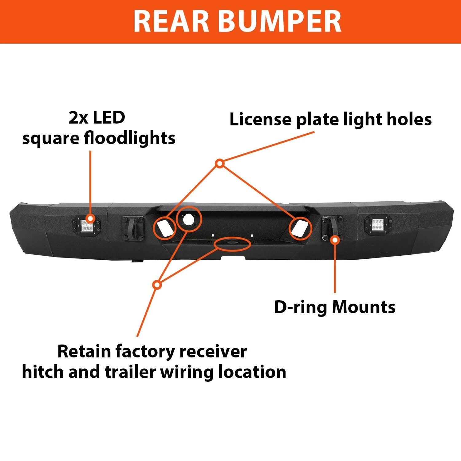 Rear Bumper with LED Light for Dodge Ram 1500 2500 3500 (2003–2009)