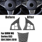 3X Carbon Fiber Steering Wheel Covers for Six Series