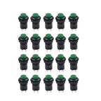 20pcs 12mm Thread Green Cap Push Button Switch ON-OFF for