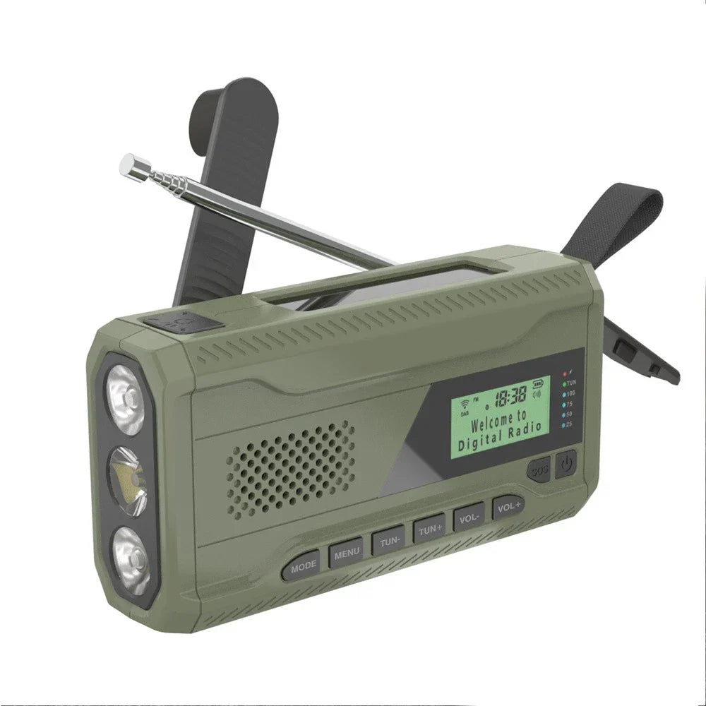 Emergency Hand Crank Radio Bluetooth FM DAB Flashlight Power Bank Charger