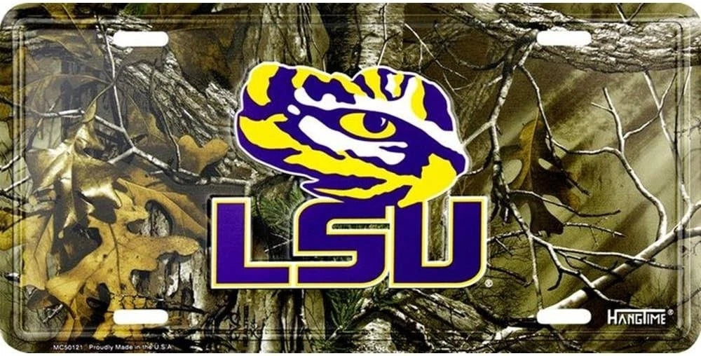 Camo License Plate for LSU Tigers Car Truck (Metal)