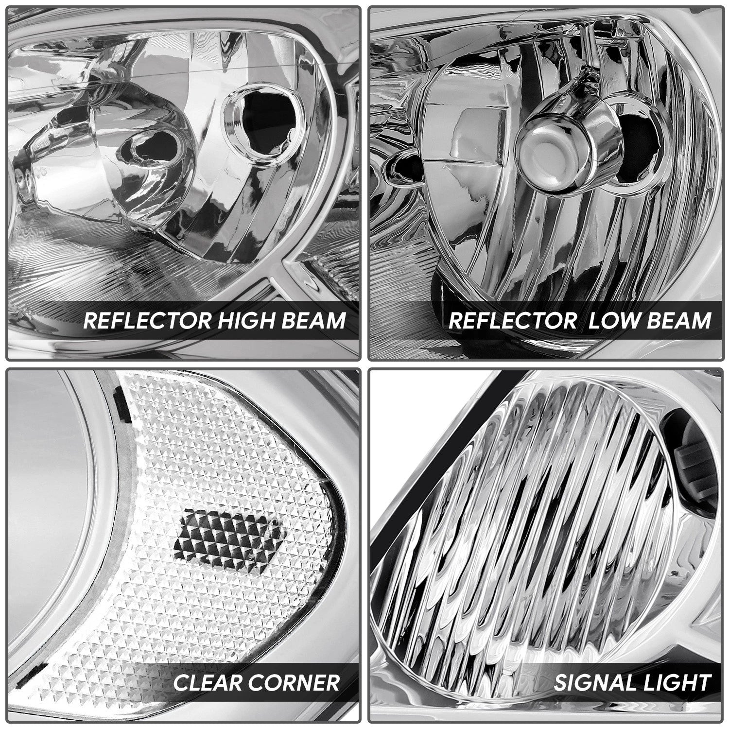 Chrome/Clear Reflector Halogen Headlights for Chevrolet Impala Monte Carlo (2006–2016)