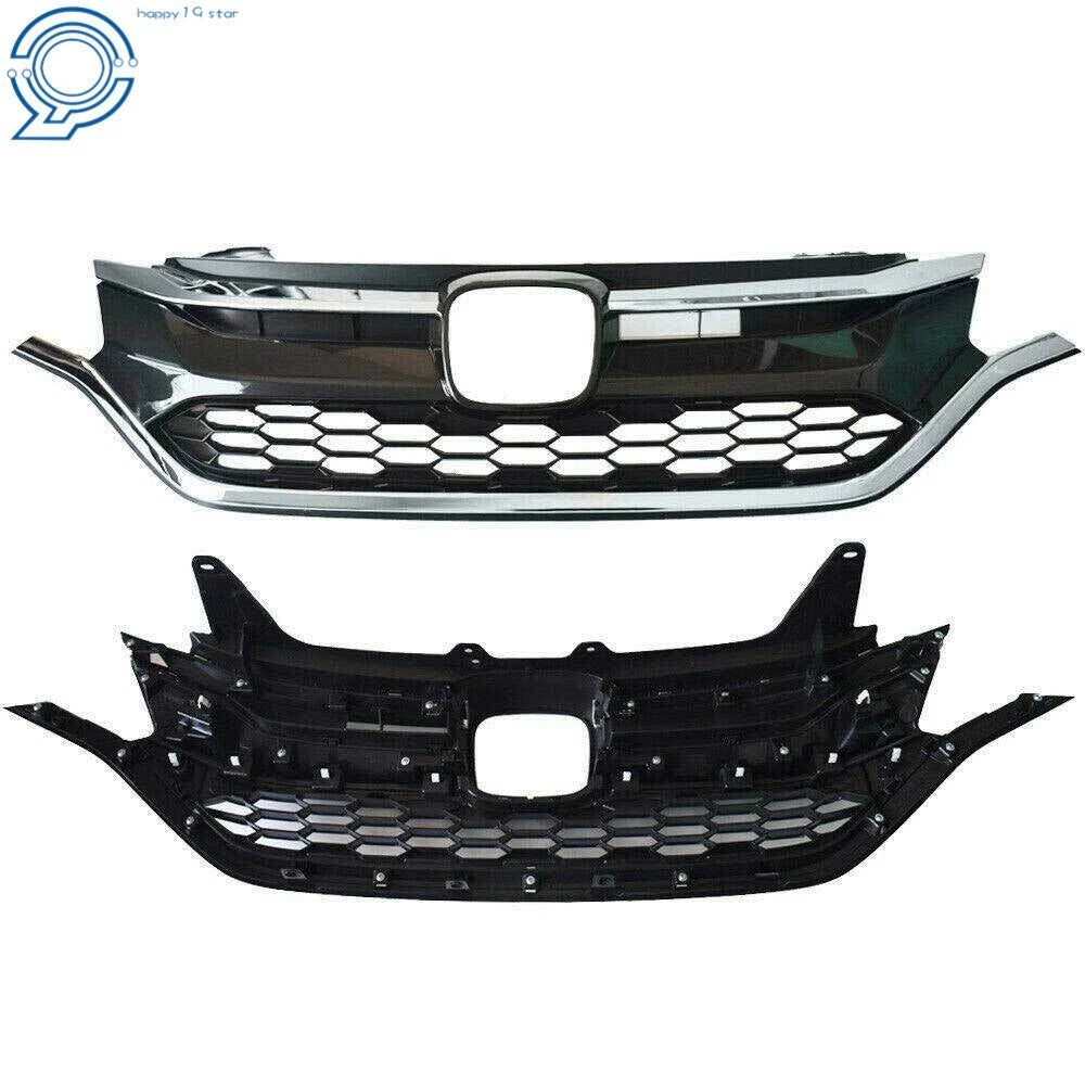 Chrome Upper and Lower Front Bumper Grille Trim for Honda CR-V (2015-2016)