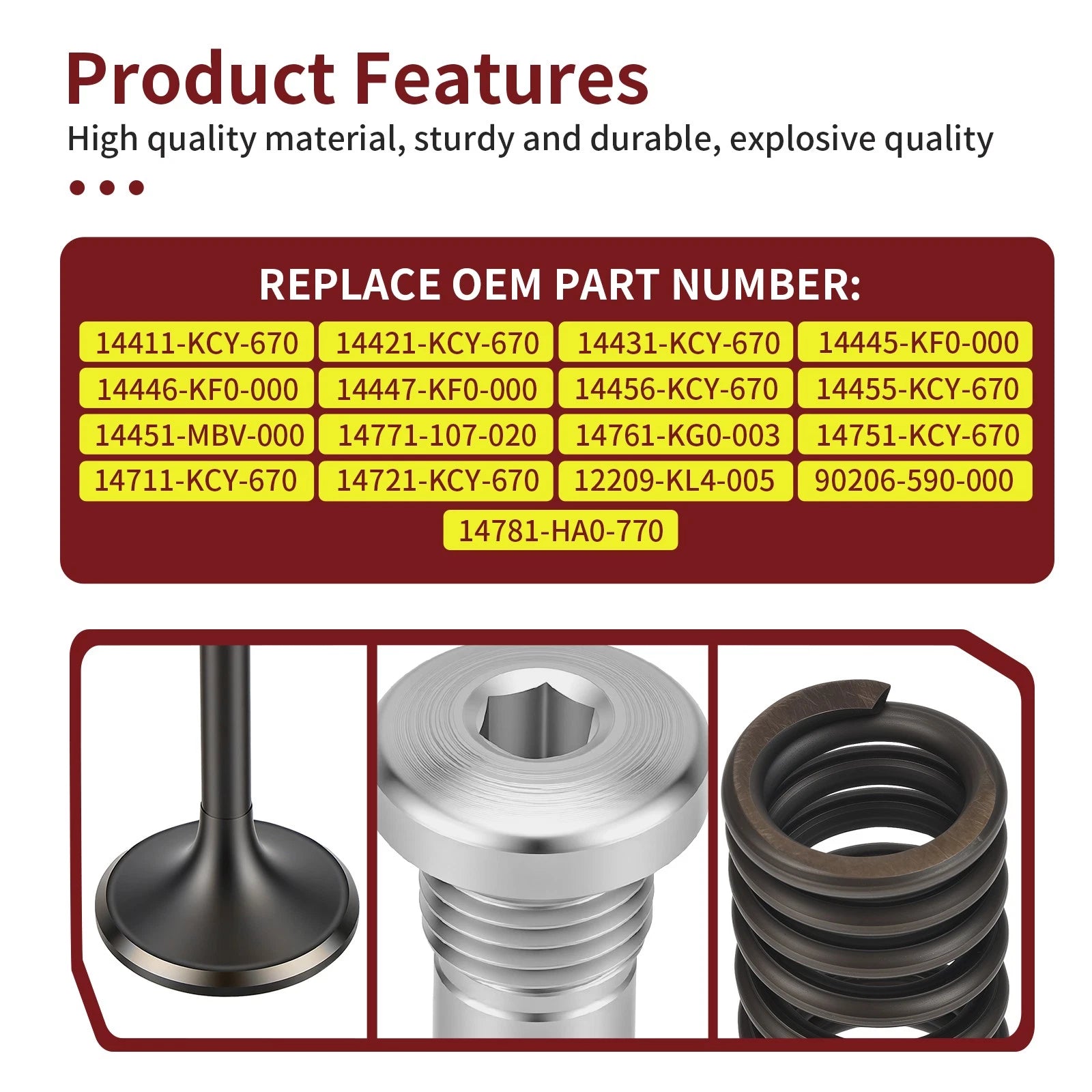Rocker Arm Valve Spring Complete Valves Head Rebuild Kit for Honda TRX400X (2004-2009)
