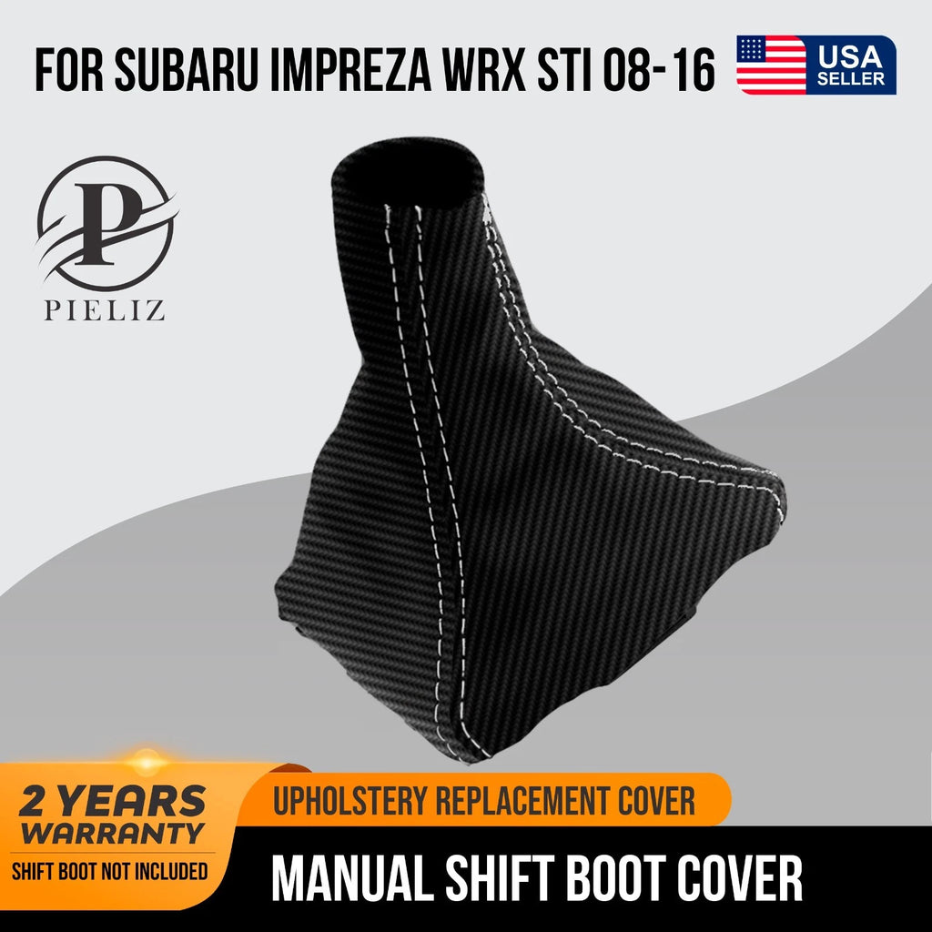 Manual Shift Boot Cover for Subaru Impreza WRX (2008–2016) White Stitch