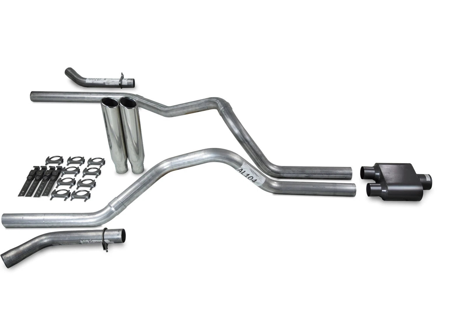 Dual Exhaust Kit for Ford F-150 (1987–1997) 2.5" 1 Chamber Clamp on Tips