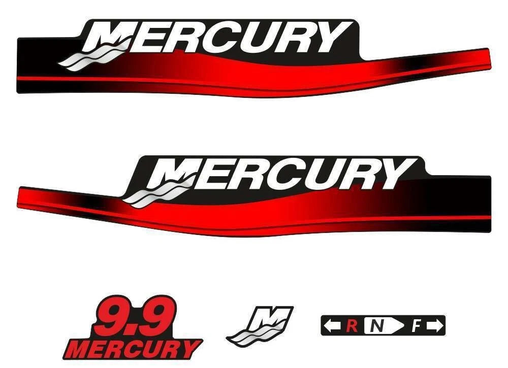 Set of 2 Decals for Mercury 9.9 hp Outboard (803158A00)