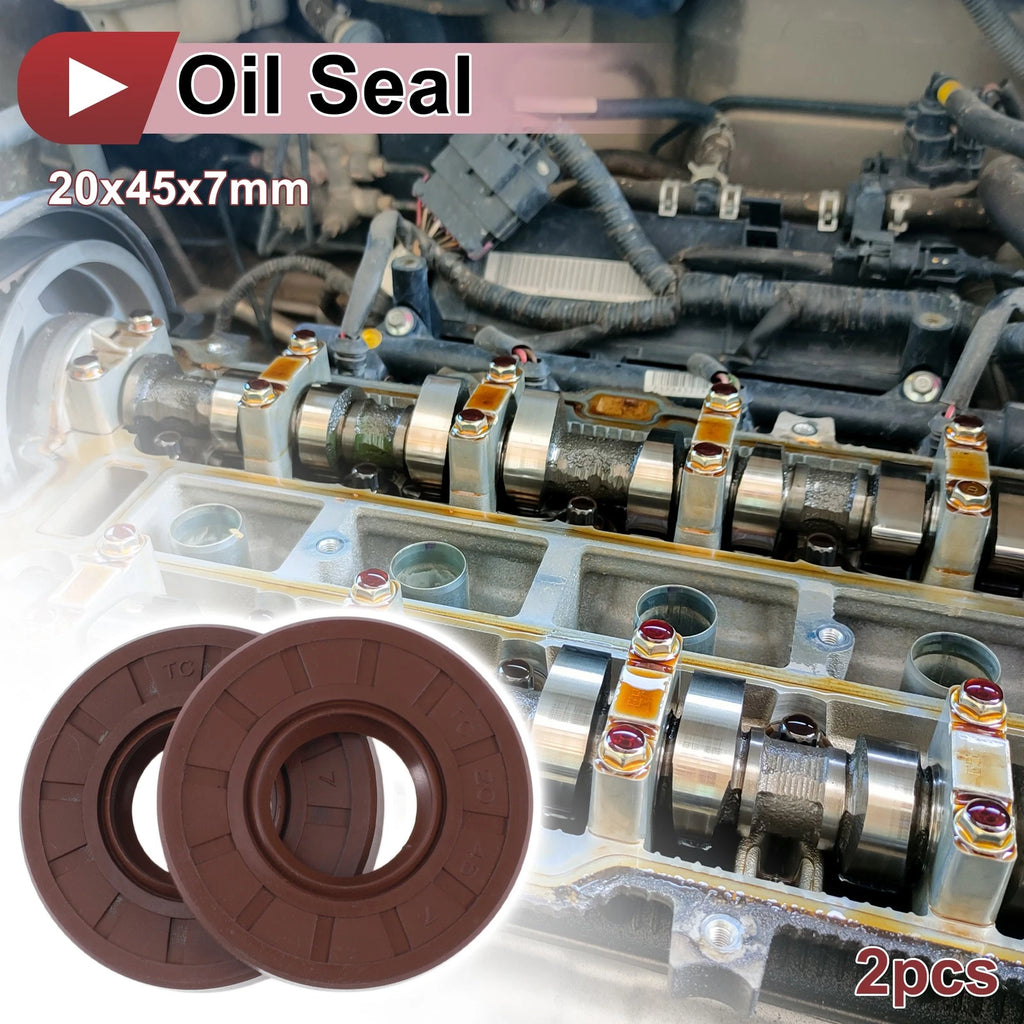 Set of 2 Oil Seal Rotary Shaft Seal FKM Rubber 20x45x7mm