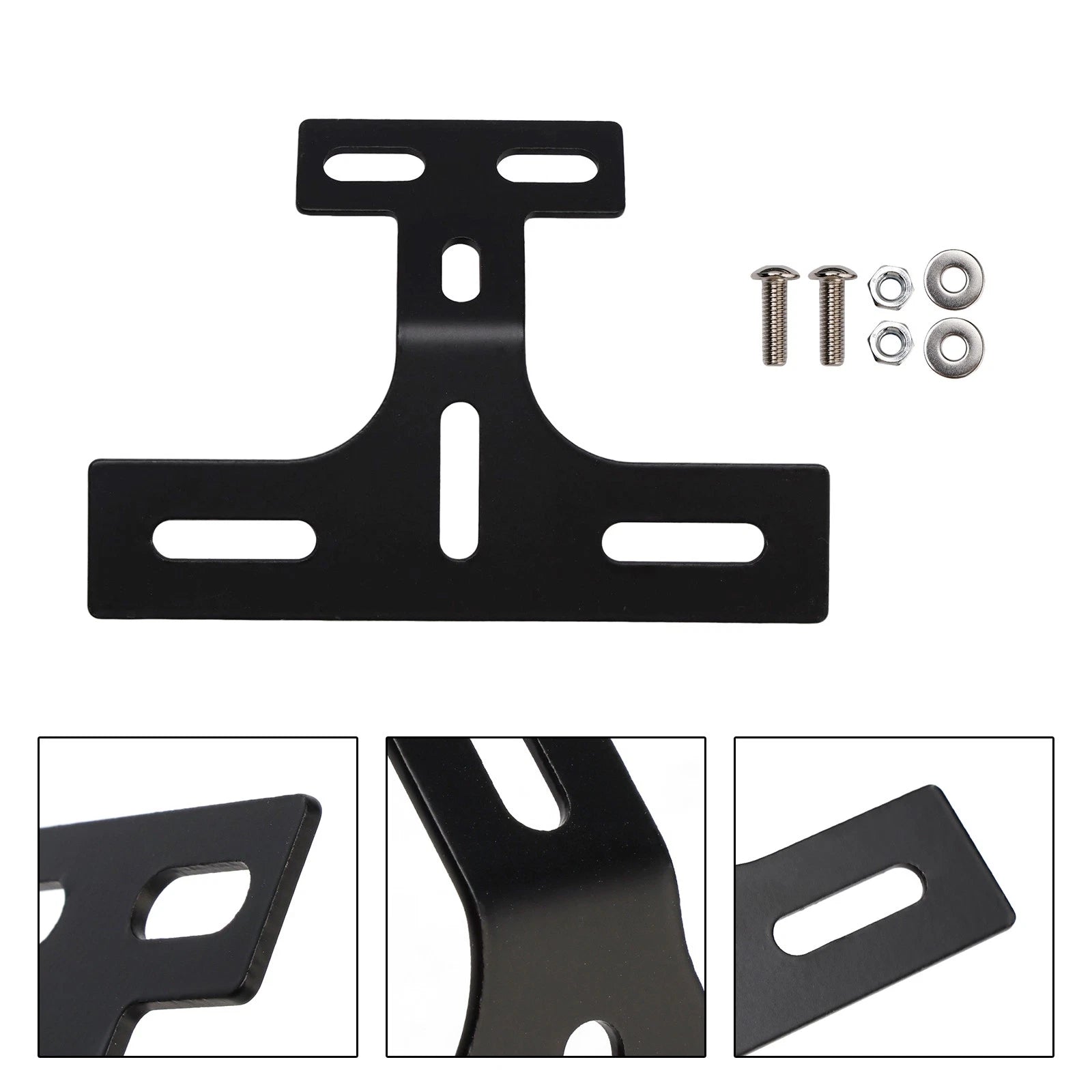 License Plate Holder for Motorcycle (Rear Tail Light Bracket, Black)