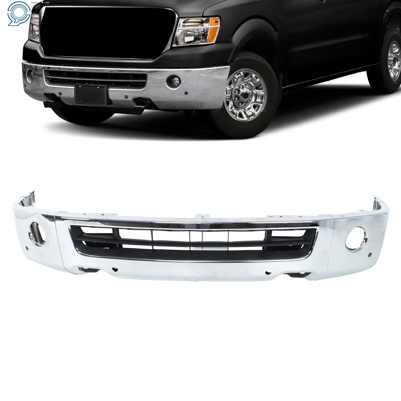 Chrome Front Bumper Split for Nissan NV1500 NV2500 NV3500 (2012–2021)