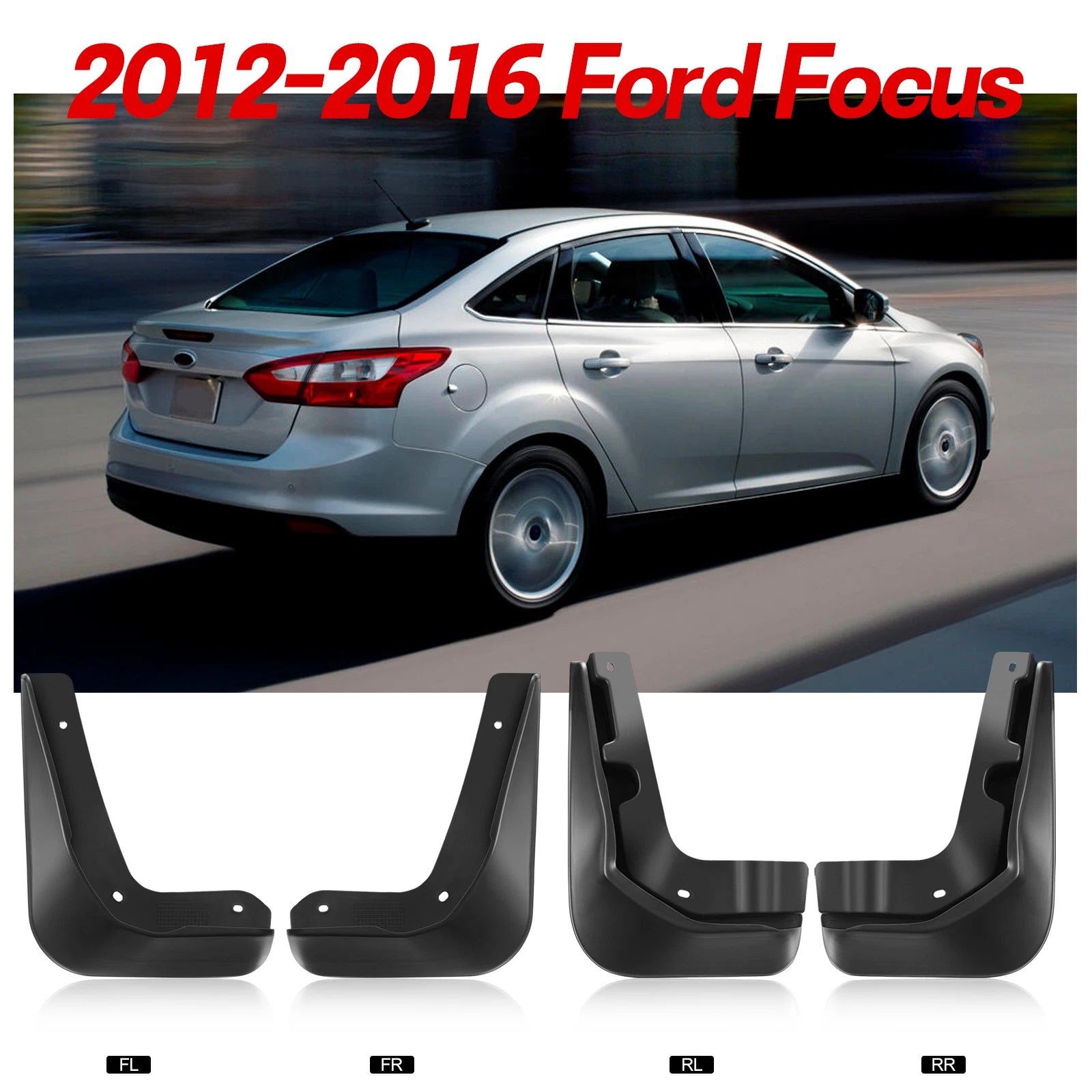 4PCS Front Rear Mud Flaps Splash Guards for Ford Focus (2011-2018)