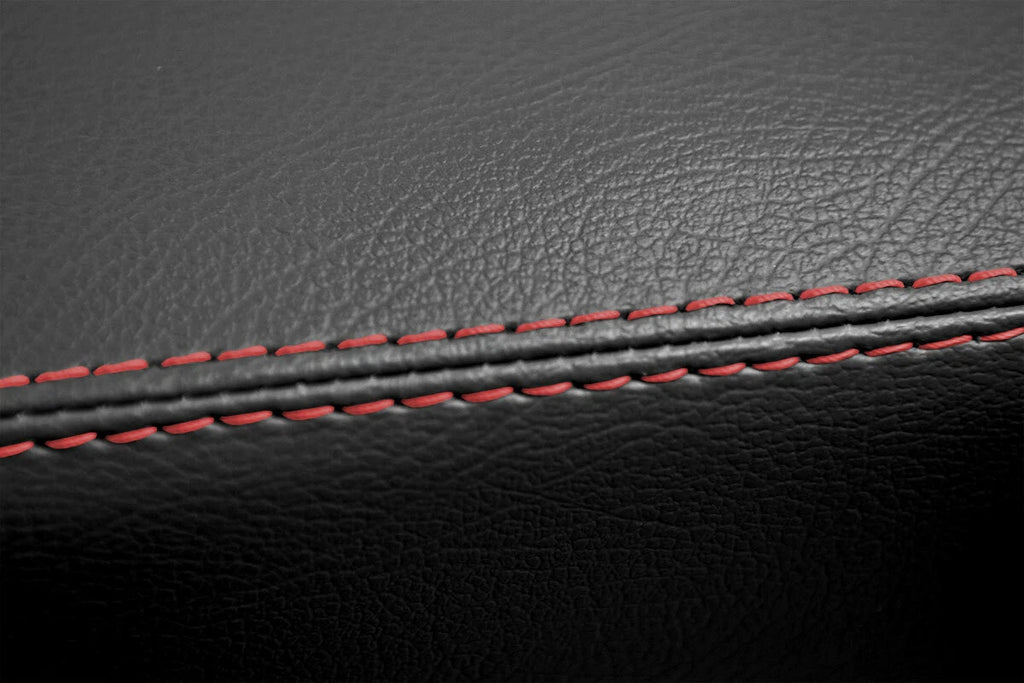 Leather Console Lid Armrest Cover for Volkswagen Atlas (2018–2021) Red Stitch