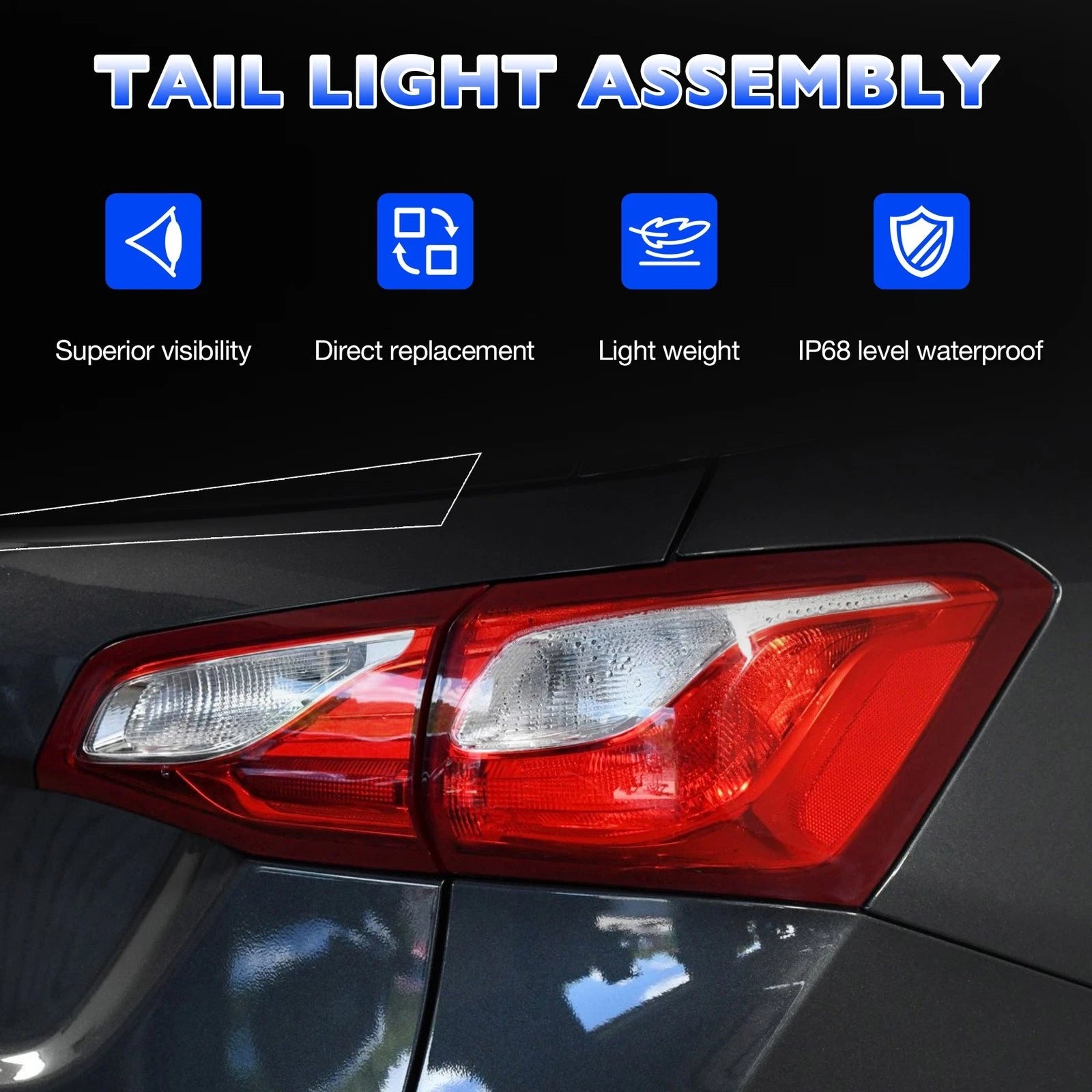 Passenger Right Side Rear Tail Light Brake Lamp for Chevy Equinox (2018–2020) 84769836