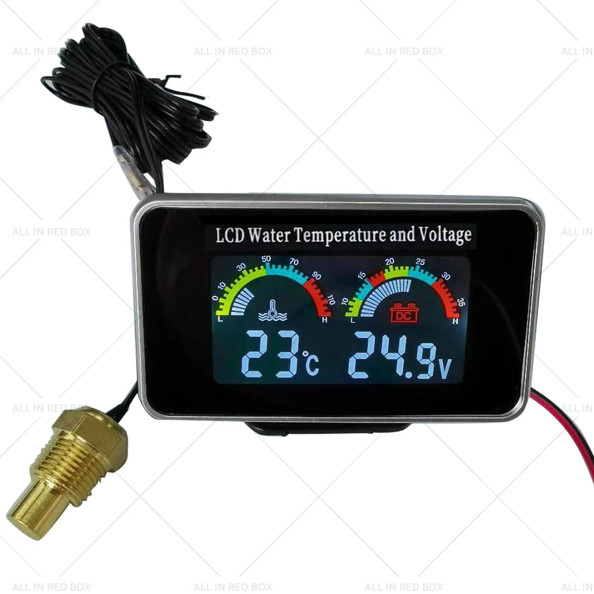 2X LCD Water Temp Voltmeter Gauge for Universal 12V/24V