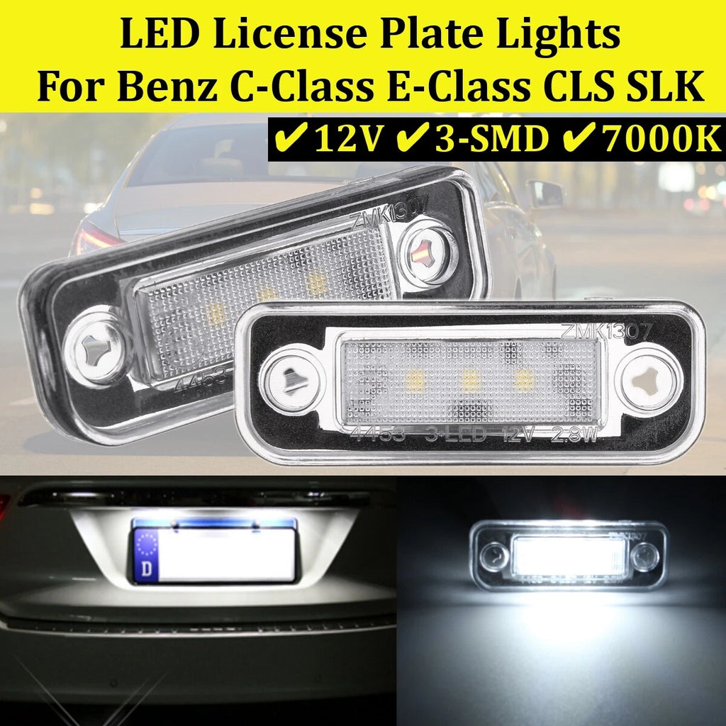 2X LED License Plate Lights for Benz CLS (2004–2010) E-Class (2002–2008)