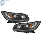 Headlight Set for Honda Accord (2013-2015) Halogen Black
