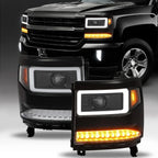 Projector HID/Xenon Headlight Pair with LED DRL for Chevy Silverado 1500 (2016–2019)