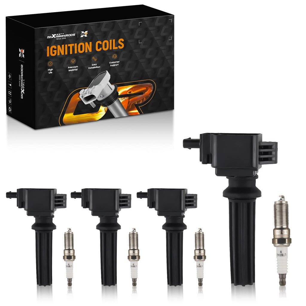 Set of 4 Ignition Coils & 4 Spark Plugs for Jaguar Land Rover Lincoln MKZ