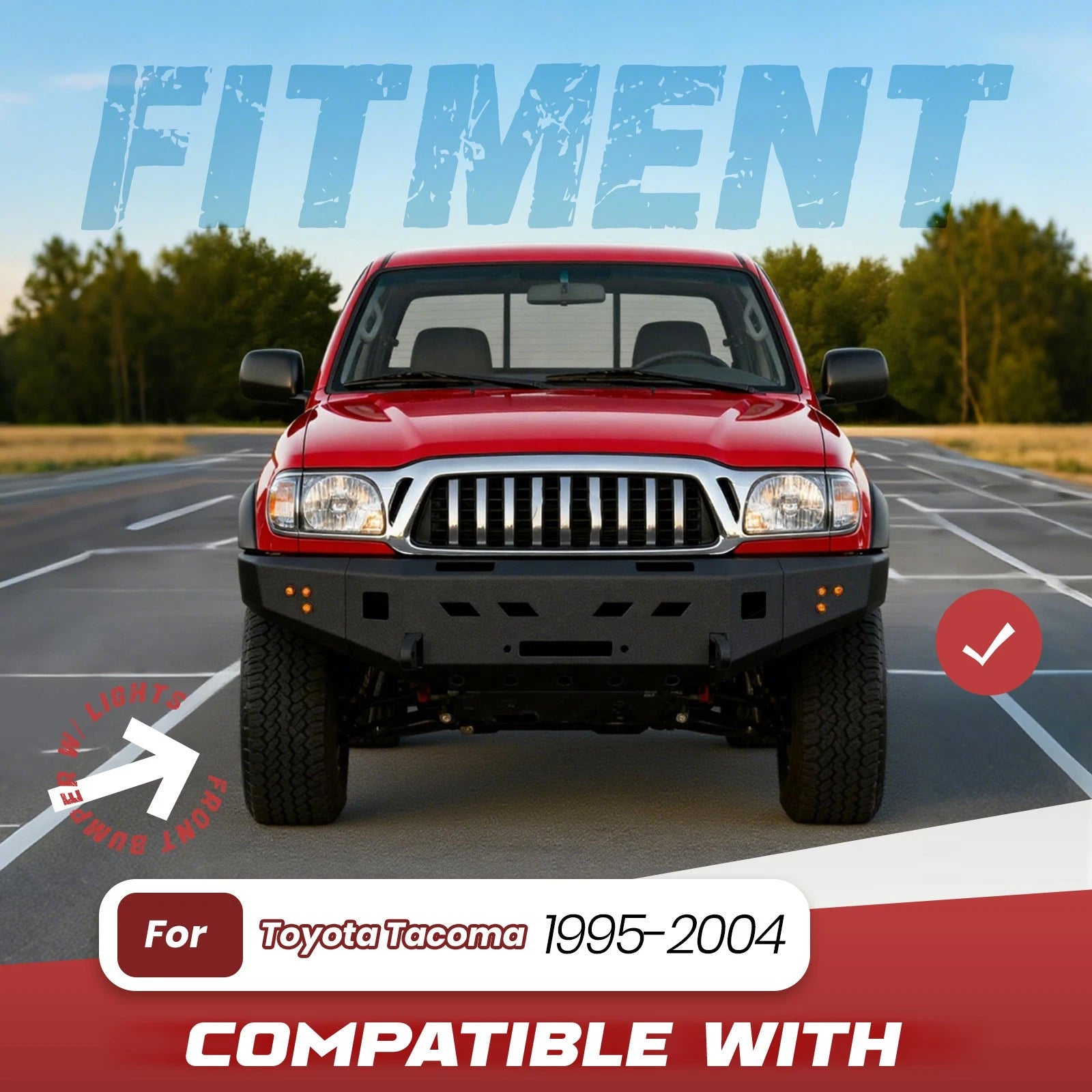 Steel Front Bumper with Lights & Winch Plate for Toyota Tacoma (1995–2004)