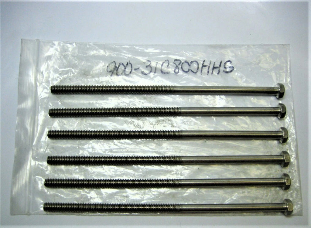 Set of 6 Hex Head Bolts for Hardin Marine 900-31C800HHS (5/16"-18 x 8")