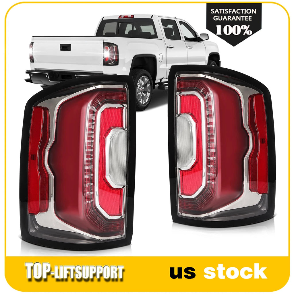 Pair Red LED Tail Lights for GMC Sierra 1500 (2016–2018)