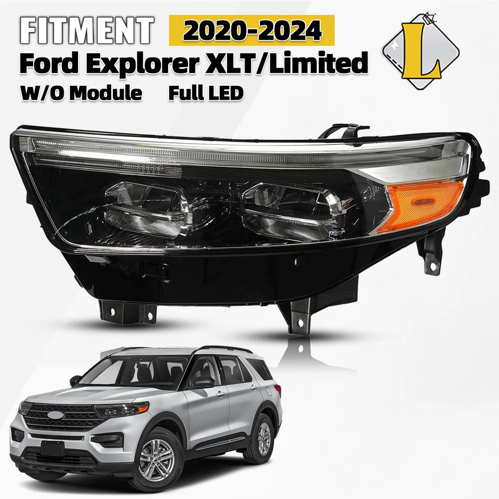 Full LED Headlight w/LED DRL for Ford Explorer (2020–2024) Driver Left Chrome