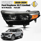 Full LED Headlight w/LED DRL for Ford Explorer (2020–2024) Driver Left Chrome