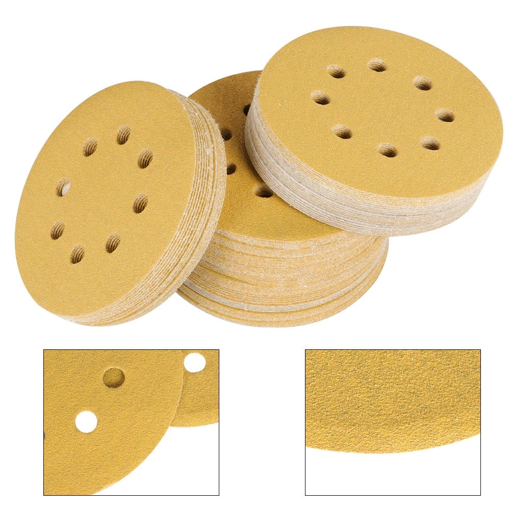 Set of 100 Hook-and-Loop Sanding Discs 5 Inch 100 Grit