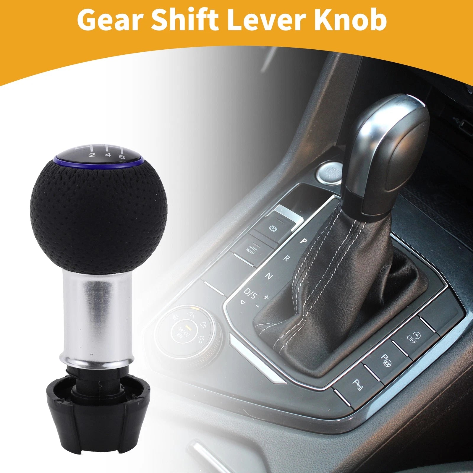 6 Speed Manual Gear Shift Knob for Audi A3 (2008–2020) Plastic Faux Leather Blue