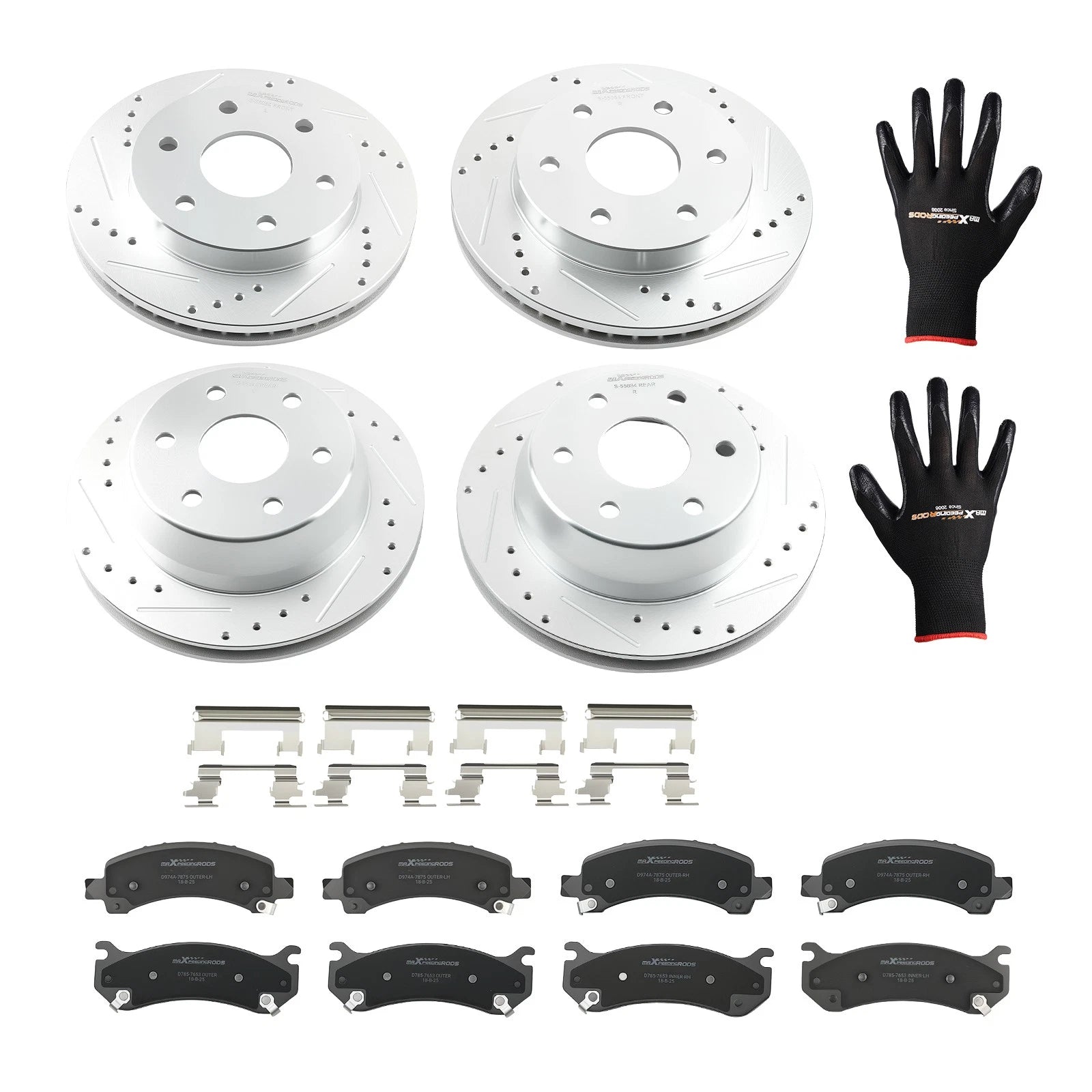 Front Rear Brake Rotors+Brake Pads Kit for Cadillac Escalade 2002-06 RWD S-55054
