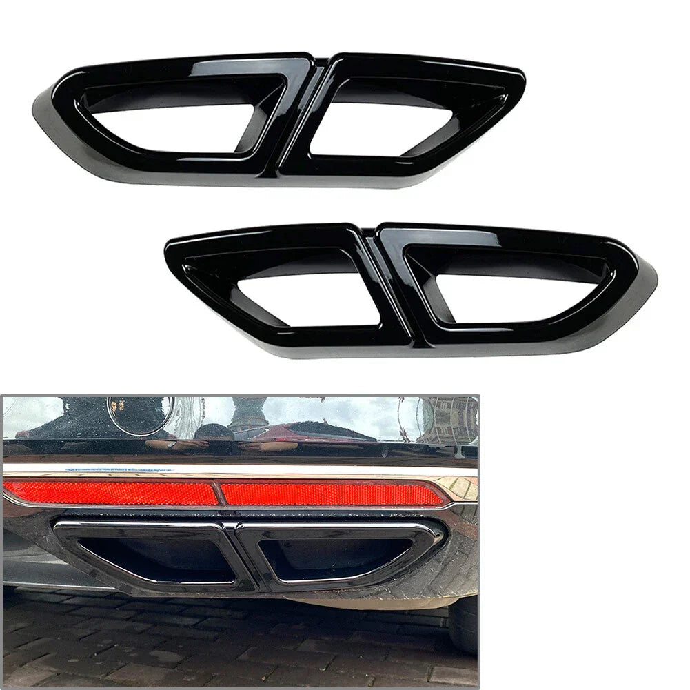 Black Rear Exhaust Muffler Tail Pipe Cover Trim for VW Passat Variant (2016-19)