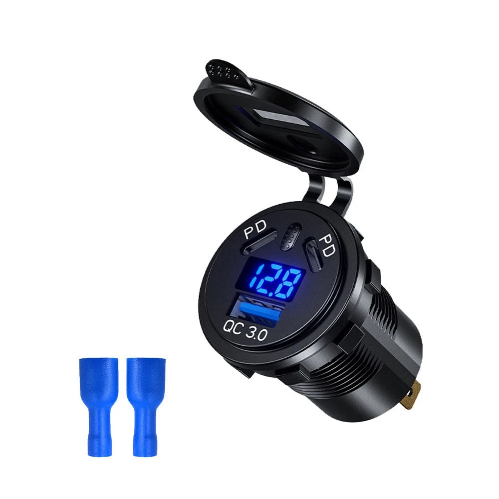 Dual 45W PD Type-C & 18W QC3.0 USB Car Charger Adapter Socket