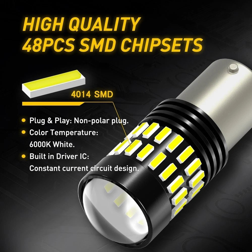 1156 P21w Waterproof BA15 LED Backup Reverse Light Bulb 6000K