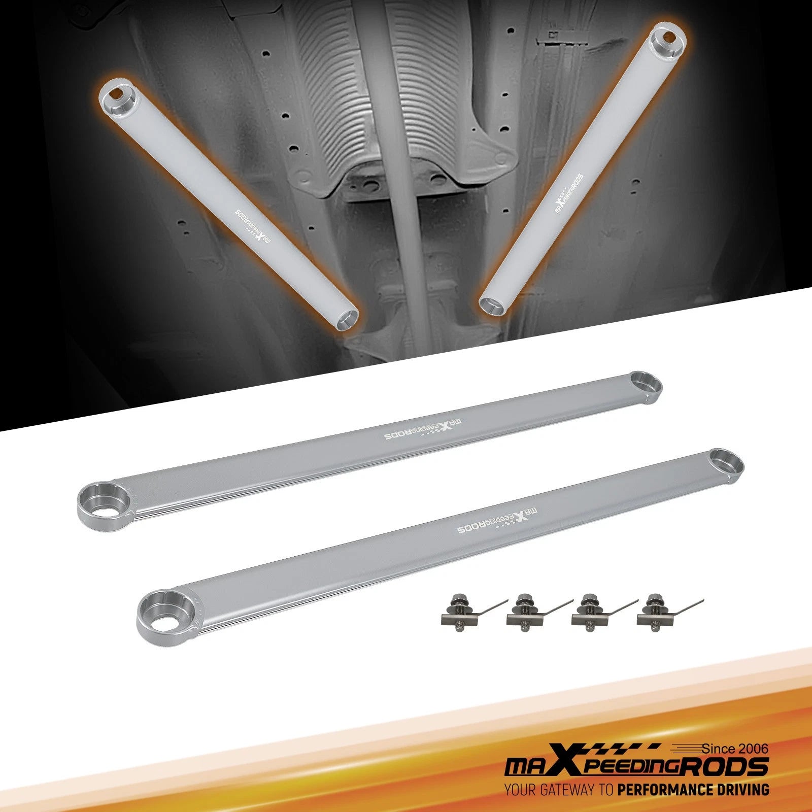 Set of 2 Lower Brace Bars for Honda Civic (2012–2015) Chassis Strengthen Kit