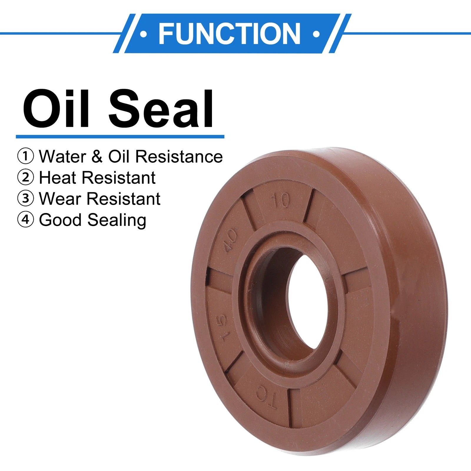 Set of 2 Oil Seal Rotary Shaft Seal FKM Rubber 15x40x10mm