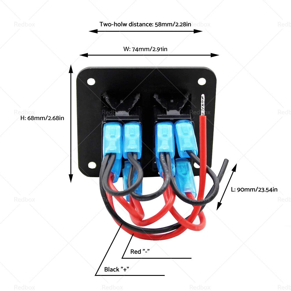 2 Gang Blue LED Rocker Switch Panel for Boat Car (Waterproof)